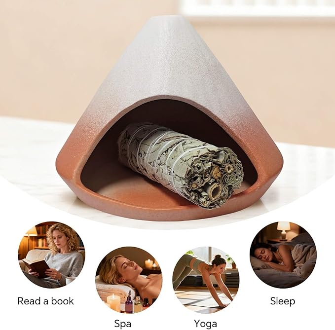 Palo Santo Holder Burner, Modern Incense Burner for Sage, Palo Santo Sticks and Cones Burning, Meditation and Energy Cleansing Aromatic Home Decor,Meditation Gifts（Matte Pink） Bloomnest