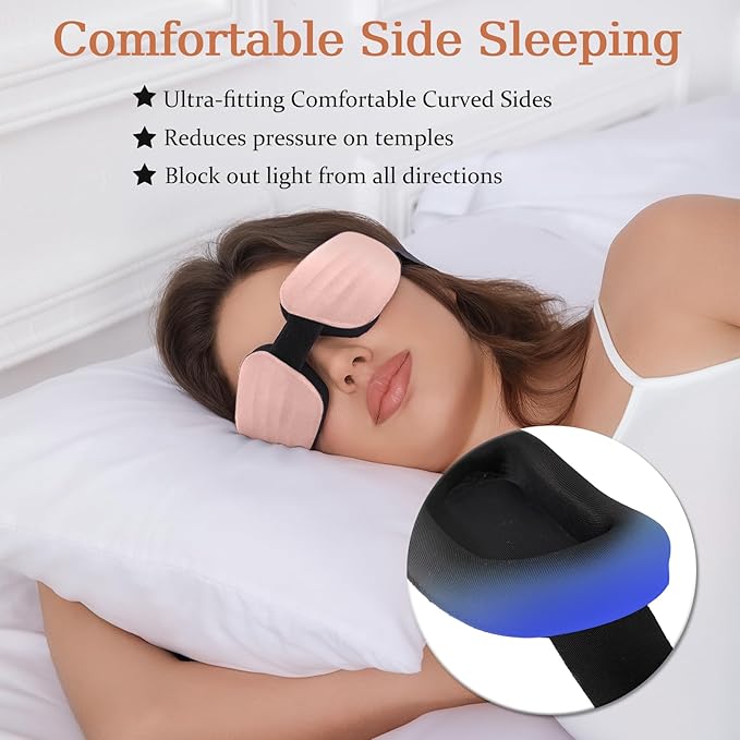 100% Blackout Sleep Eye Mask for Women Men, Zero Pressure Sleeping Mask - Sleep Mask for Cpap Users and Eyelash Friendly Night Blindfold, Adjustable Ultra Soft Comfortable for Dry Eye Mask - Bloomnest