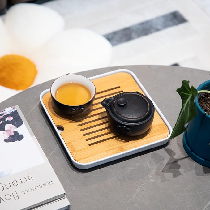 HEER Chinese Travel Gaiwan Tea Set for One, Ceramic Small Kungfu Teapot with Teacup for Adults, Black Japanese Style Tea Accessories Birthday Gift for Tea Lovers. - Bloomnest