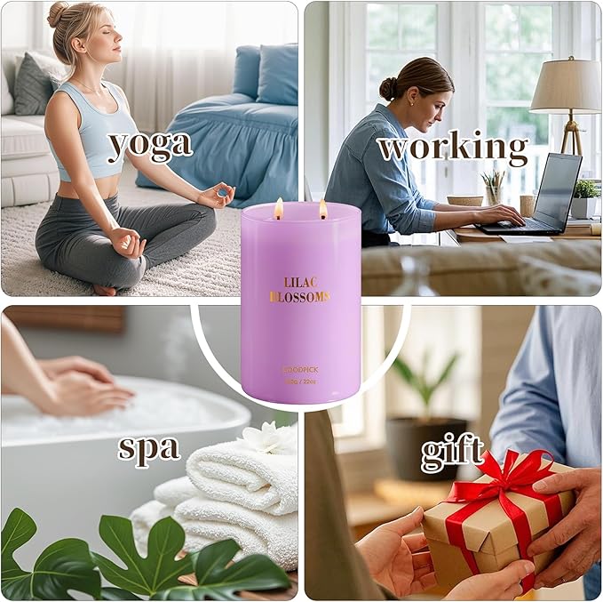 Goodpick Lilac Scented Candle, Mothers Day Soy Wax Candle, 22oz Long Burning 120H for Home Scented, Gifts for Women - Bloomnest