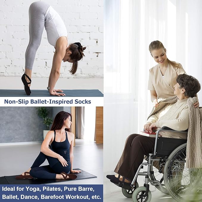 Ozaiic Pilates Socks for Women Non Slip Grip, Yoga Socks with Grippers for Barre, Hospital, Ballet, Dance, Barefoot Workout - Bloomnest