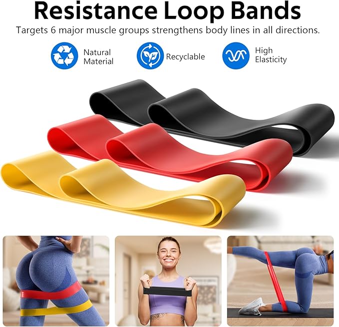 7 in1 Foam Roller Set for Deep Tissue Muscle Massager - High Density Back Roller, Muscle Roller Stick, Resistance Bands, Foot Massage Ball, Stretching Strap for Exercise, Whole Body Physical Therapy - Bloomnest