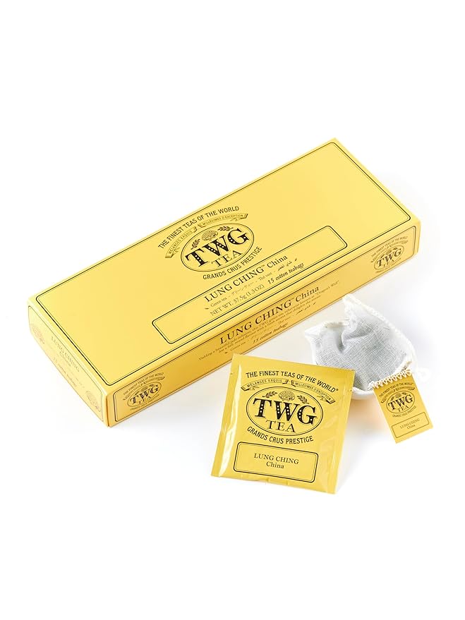 TWG Tea | Lung Ching | Green Tea | Aromatic Jade Infusion | 15 Hand Sewn Cotton Teabags | Gift Set - Bloomnest