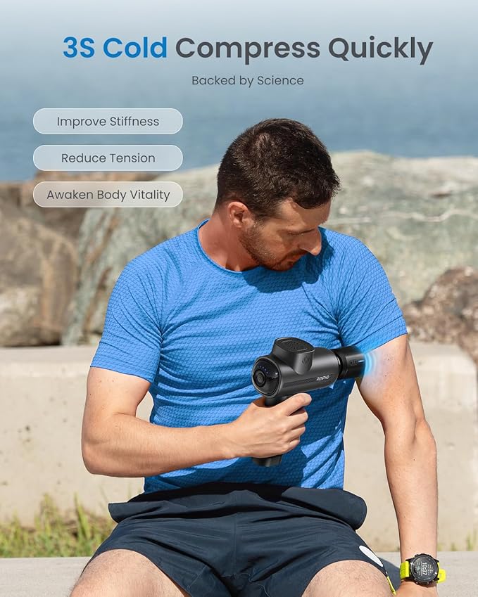 RENPHO Massage Gun Deep Tissue with Heat and Cold Head, Handheld Muscle Massager Therapy with Carry Case, Percussion Body Masajeador for Men Women Athletes Back Upgrade, Active Thermacool - Bloomnest