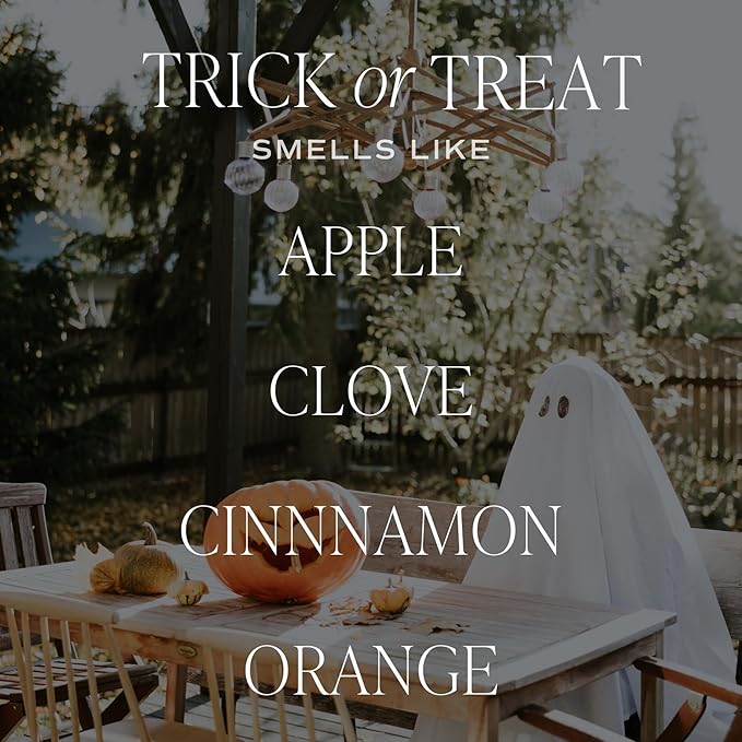 Sweet Water Decor Trick or Treat Candle, Large 15oz Jar, Scented with Pumpkin, Apple, Cinnamon & Vanilla, Non-Toxic Soy Wax Blend, Indoor Halloween Decorations for Home & Bathroom, 70+ Hour Burn - Bloomnest
