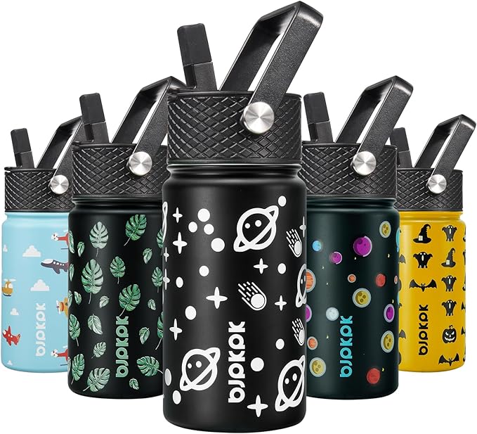 BJPKPK Water Bottle with Straw Lid, 15 oz Insulated Water Bottle, Stainless Steel Metal Water Bottles, Reusable Leak Proof BPA Free Thermo, Flask, Cups, Space Traveller - Bloomnest