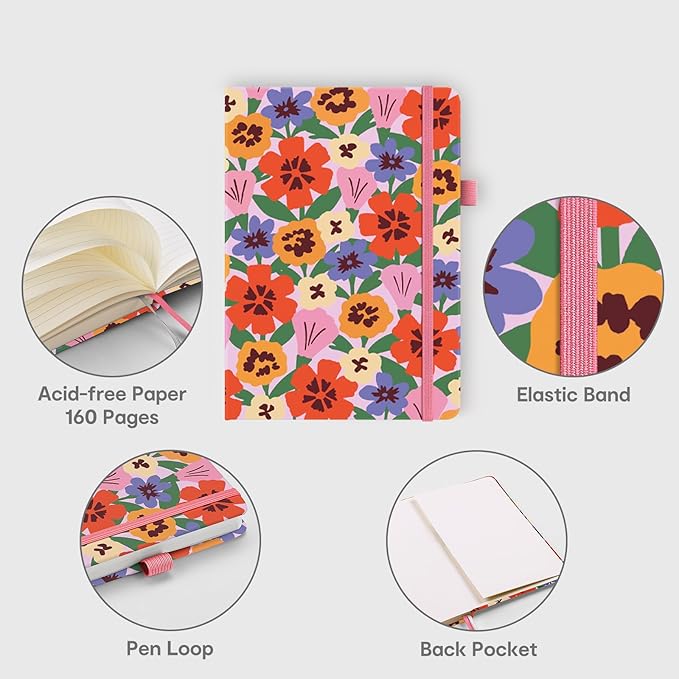 &And Per Se Lined Journal Notebook, 160 Pages, A5 5.7 x 8 inches College Ruled Thick Paper Notebook Journals for Writing, Hardcover Notebooks for Women Men Office School (Elegant Florals)