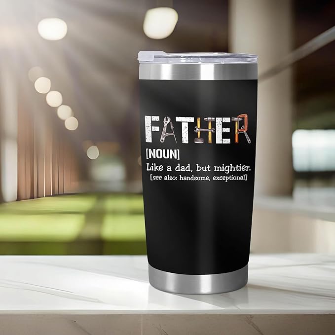 TEEZWONDER Christmas Birthday Gifts for Dad from Daughter Son - Stainless Steel Insulated Coffee Tumbler with Lid 20 oz - Funny Gifts from Kids, Mens Birthday Gift Ideas - Bloomnest