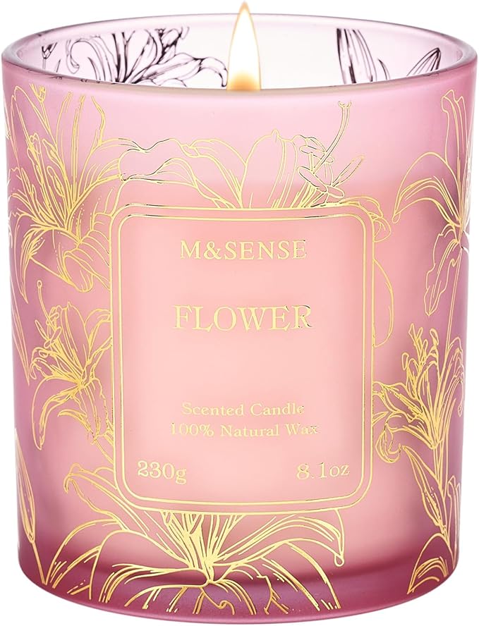 M&SENSE Floral Scented Soy Candles-Vegan, Heavy Scented, No Toxin 8.1oz 42-Hour Long Burning Time, Spring Summer Candles for Home Fragrance, Housewarming Gift for Women & Men - Bloomnest