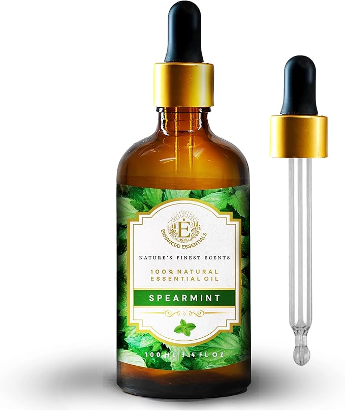 Luxurious Spearmint Essential Oil by Enhanced Essentials|Pure, Highly Concentrated & Slow Distilled Oils for Home,Aromatherapy,Gifting,Soap & Candle Making| Ideal for Businesses| 3.38 fl oz (100 ml) - Bloomnest