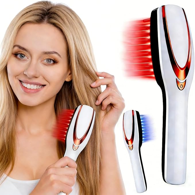 Red Light Hair Brush, Electric Scalp Massager Brush, Red Light Comb Devices for Hair Scalp Massage, Hair Massage Brush, Portable Hair Massage Comb with Soft Rubber for Men and Women Bloomnest