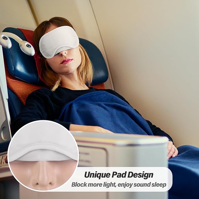 Aneco 50 Pieces Blindfold Sleep Mask Bulk Eye Mask Shade Cover with Nose Pad and Adjustable Strap for Travel Sleep Game Party Supplies, White - Bloomnest