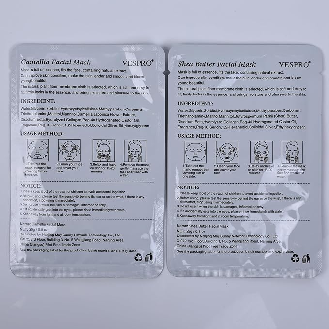 VESPRO 100 Pack Collagen Essence Sheet Facial Masks, Bulk Face Masks Skincare, Hydrating Face Masks for All Skin Types, Moisturizing and Soothing, Skin Care Spa Face Mask - Bloomnest