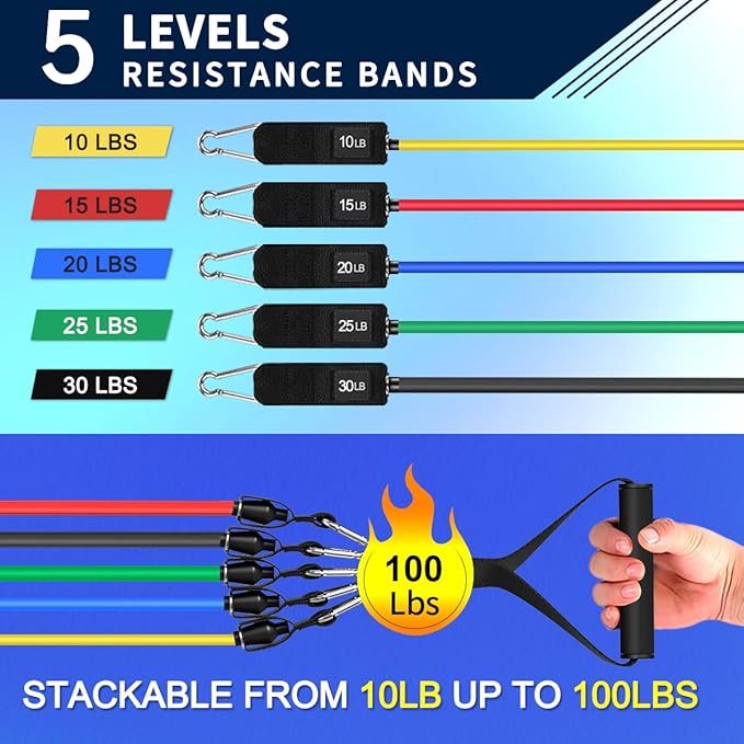 WHATAFIT Resistance Bands, Exercise Bands，Resistance Bands for Working Out with Handles for Men and Women Fitness, Strength Training Home Gym Equipment - Bloomnest