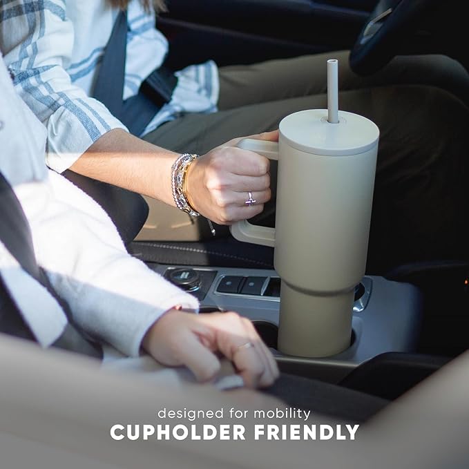 Simple Modern 4th of July 40 oz Trek Tumbler with Handle and Straw Lid | Cup Holder Friendly Insulated Stainless Steel Travel Mug | Stars Navy SimpleModern