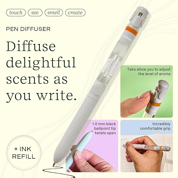 Lifelines Pen Diffuser, Citrus Grove - 1mm Black Ballpoint Pen with Scented Essential Oil Blends – Aromatherapy Diffuser & Sensory Immersion Diffuse Aroma As You Write - Bloomnest