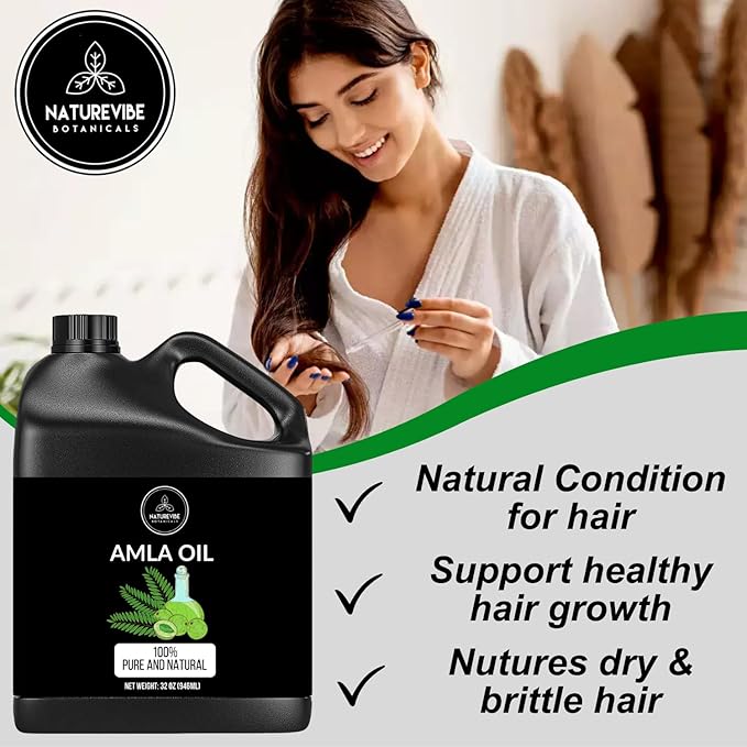 Naturevibe Botanicals Amla Oil 32 Ounces | 100% Pure and Natural | Great for Skin Care and Hair Care - Bloomnest