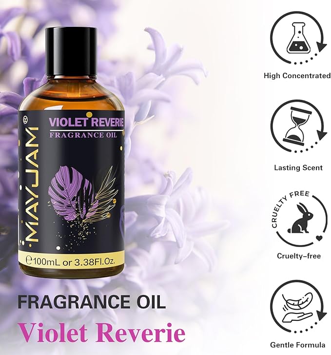 Violet Reverie Fragrance Oil Essential Oil, MAYJAM 3.38FL.OZ Violet Reverie Oil for Diffusers for Home, Long Lasting Scented Oils for Soap Candle Making - 100ML - Bloomnest