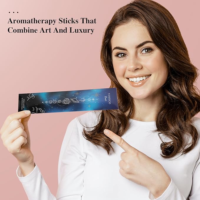 Incense Sticks Set of 100-6 Scents (Dragon's Blood, Lavender, Jasmine, Palo Santo & More) for Relaxation, Sleep & Positive Energy, Long-Lasting Aromatic Sticks (Black) YINECO