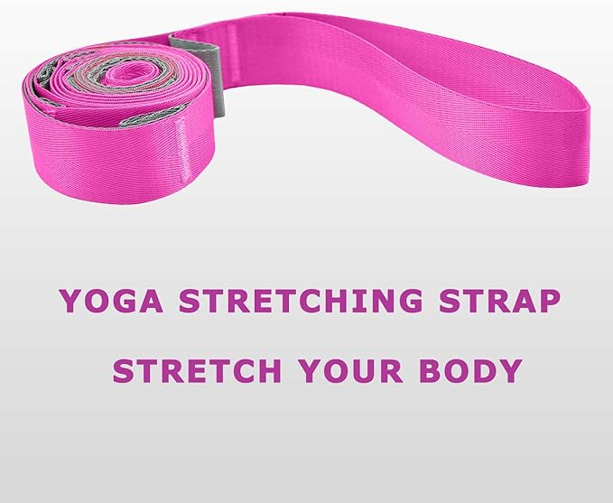 SANKUU Yoga Straps Stretching Strap with 12 Loops Workout Poster, Straps for Stretching Physical Therapy Equipment Long Stretch Out Bands for Exercise, Pilates and Gymnastics for Women Men - Bloomnest