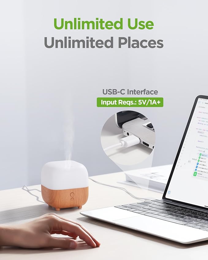 InnoGear 150ml Essential Oil Diffuser, Premium 5-in-1 Diffusers for Home Scent 8 LED Color Aromatherapy Diffuser Air Desk Mini Humidifier Small Vaporizer Aroma Diffuser for Computer Laptop Room Office - Bloomnest