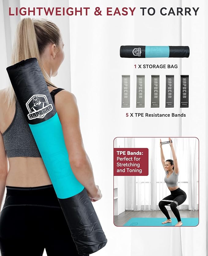 HAPBEAR Large Yoga Mat - 72"x36"x6mm (1/4 inch), Extra Wide Non-Slip Exercise Mat for Home Workout, Yoga, Pilates & Stretching, Durable & Eco-Friendly, Includes Bonus Resistance Bands & Carry Bag