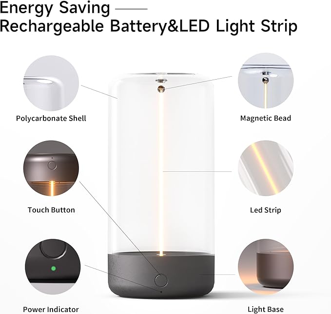 AUGE LIGHT Mini Minimalist Table Lamp Cordless LED Desk Lamp Rechargeable Modern Night Lights Portable Nightstand Lamps Unique Ambient Light Mood Lighting for Bedroom, Beside, Nursery - Bloomnest