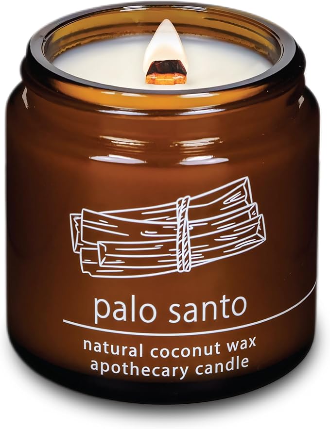 Hemlock Park Crackling Wood Wick Candle Handcrafted with Natural Coconut Wax (Small 4 oz, Palo Santo) - Bloomnest