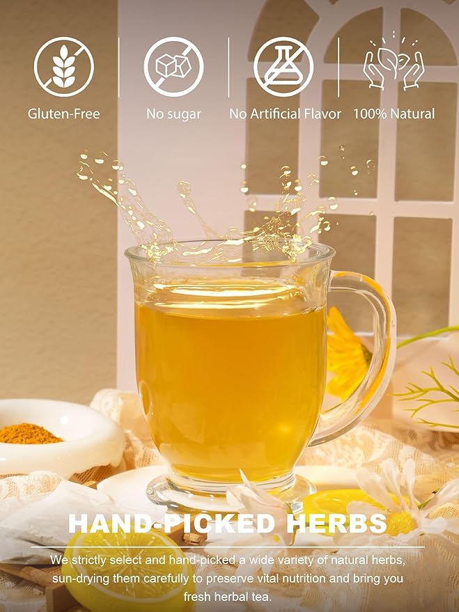 TeeLux Turmeric Chai Tea, Turmeric Tea with Licorice, Cinnamon, Ginger & Green Cardamom, Warming & Spicy Flavor, 100 Count - Bloomnest