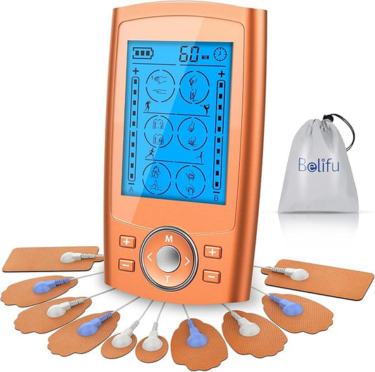 Belifu TENS Unit PMS Massager 24 Modes Muscle Stimulator, Electronic Tens Machine for Neck, Back, Arms & Chronic Pain Relief Belifu