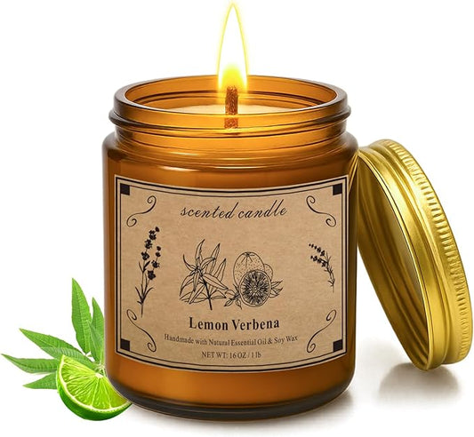 Scented Candles for Home, 16oz Large Jar Scented Candle – Lemon Verbena Soy Wax Candle with 100 Hour Burn Time, Long Lasting Aromatherapy Candle for Home Fragrance, Relaxation & Gift for Women/Men - Bloomnest