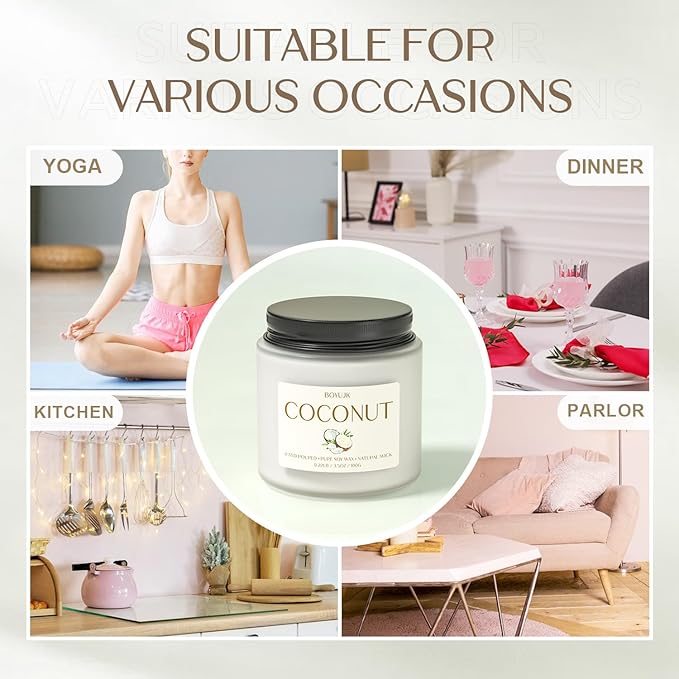 Scented Candles, BOYUJK Coconut Candles for Home Scented, Coconut Candle Set for Stress Relief and Promote Sleep, Candle Gifts for Women and Men - Bloomnest