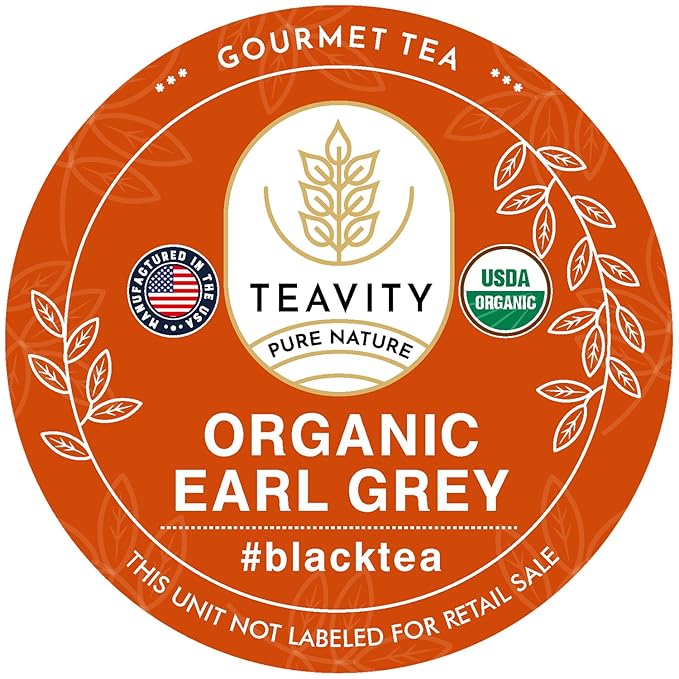 Organic Earl Grey Tea Pods for Keurig - Caffeinated Unsweet Black Tea for K Cup Brewing by Teavity (12 Tea Pods) - Bloomnest