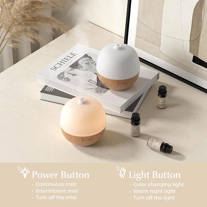 ARVIDSSON Essential Oil Diffuser, 100ml Small Aromatherapy Diffuser with Mood Light, Ultrasonic Oil Diffusers for Home, Mini Diffuser for Essential Oils, Gift for Women - Bloomnest