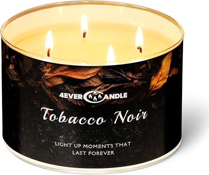 Over 50 Hours Jar Candle - 4-Wick Long-Lasting Scented Candles, 18oz Natural Soy Wax Candle for Home, Candle Gifts for Women & Men, Tobacco Noir - Bloomnest