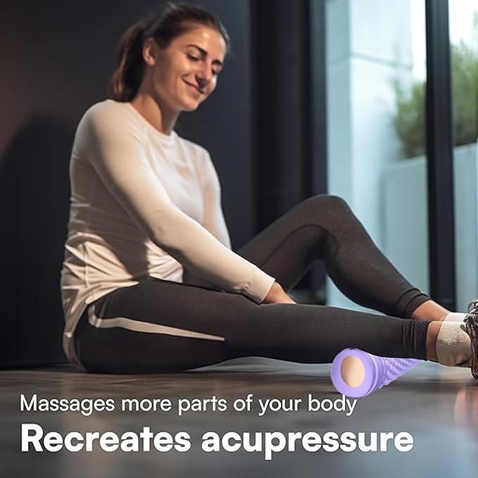 Foot Massager Ball Roller Yoga Roller Muscle Roller Stick for Feet Hand Leg Relaxatio Manual Feet Massager Purple Manual Leg Massagers Purple - Bloomnest