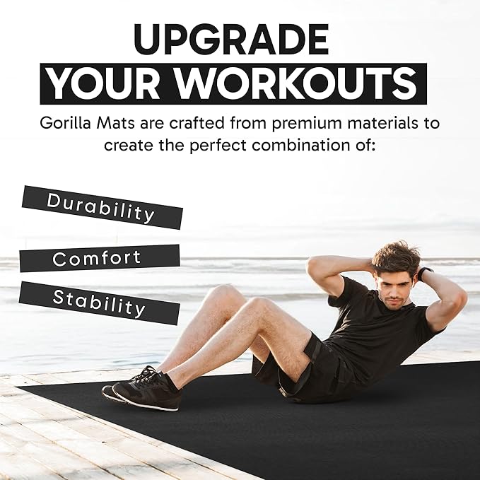 Gorilla Mats Premium Extra Large Exercise Mat – 9' x 6' x 1/4" Ultra Durable, Non-Slip, Workout Mat for Instant Home Gym Flooring – Works Great on Any Floor Type or Carpet – Use With or Without Shoes - Bloomnest