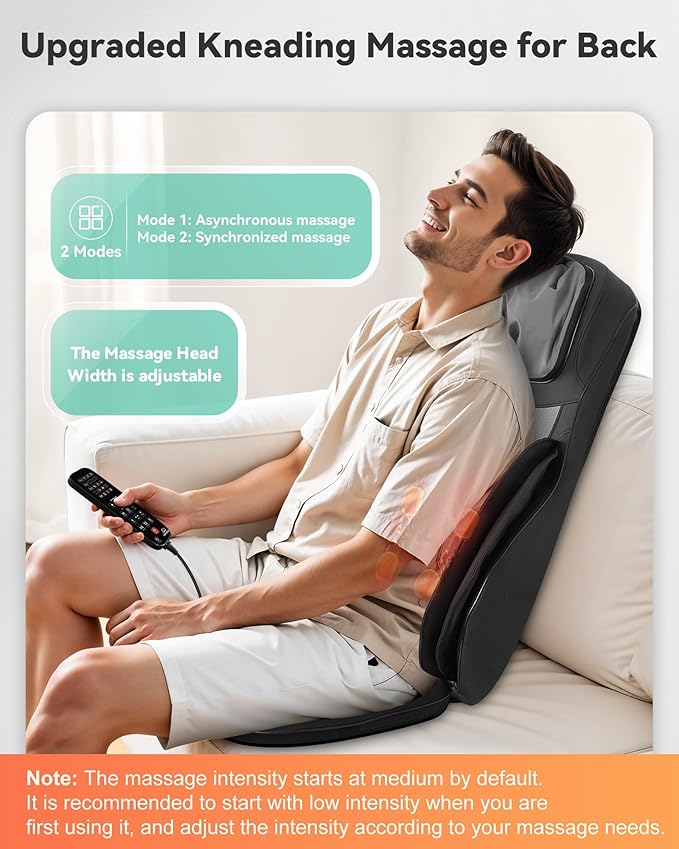 Snailax Shiatsu Neck and Back Massager with Heat, Adjustable-Height Neck Massager Rollers Massage Chiar Pad with Vibration, Chair Seat Massager for Home, Office, Gifts for Men, Women - Bloomnest
