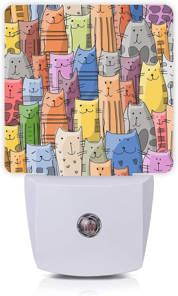 Funny Cat Night Light,Funny Cats Family Plug-in Night Lights with Dusk-to-Dawn Sensor for Stairway/Hallway/Bedroom Sleep Friendly lamp for Women/Girls/Boys Gift,0.5W - Bloomnest