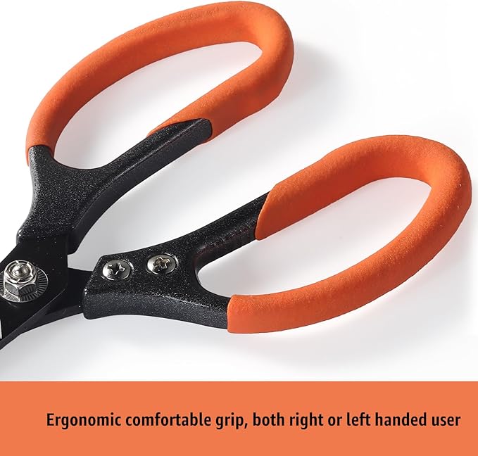 Heavy Duty All Purpose Scissors, Stainless Steel Blades, Black Orange Comfort Grip Handle, 8.5 Inch Professional Multipurpose Utility Sharp Shears for Kitchen, Garden, Office, Craft, Sewing - Bloomnest