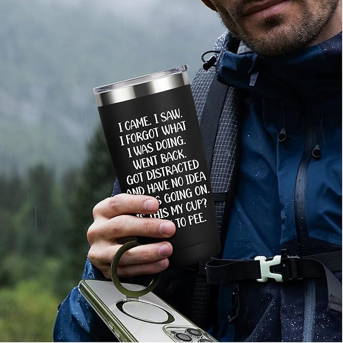 Birthday Gifts for Women Men - I Came I Saw Tumbler 20oz Black Gag Gifts Funny Adult Grandpa Dad for Him Drinking Cups for Elderly Senior Citizen Tumbler Coffee Mug - Bloomnest