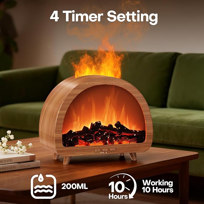 Diffuserlove Fireplace Essential Oil Diffuser Flame Aromatherapy Scent Diffuser Oil Machine Cool Mist Humidifier Colorful Fake Fire Difusor Air Diffusers for Home Room Desk Bedroom - Bloomnest