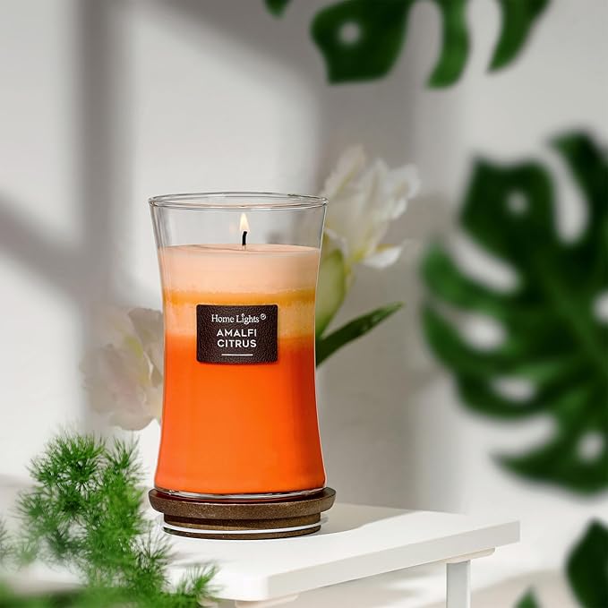 HomeLights 3-Layer Candles for Home Scented, 21.52 OZ Natural Soy Wax Scented Candles Burns Up to 100 Hours, Large Jar, Amalfi Citrus - Bloomnest