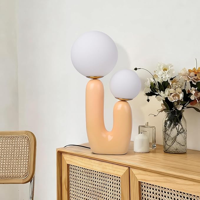 Arturesthome Nightstand Desk Lamp, Creative Nordic Living Room Bedside Bedroom Table Lamp with Led Bulbs, Beige - Bloomnest