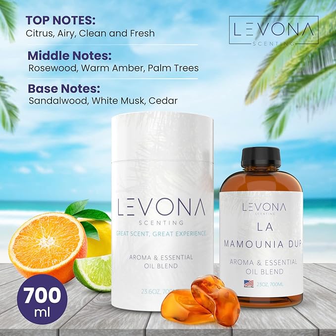 Levona Scent Aroma Diffuser Oil: Oil Diffuser Essential Oils for Diffusers for Home Luxury Scents - La Mamounia Dup Fragrance Oil - Clean & Fresh with Notes of Citrus, Rosewood, Amber & Pine -700 Ml - Bloomnest