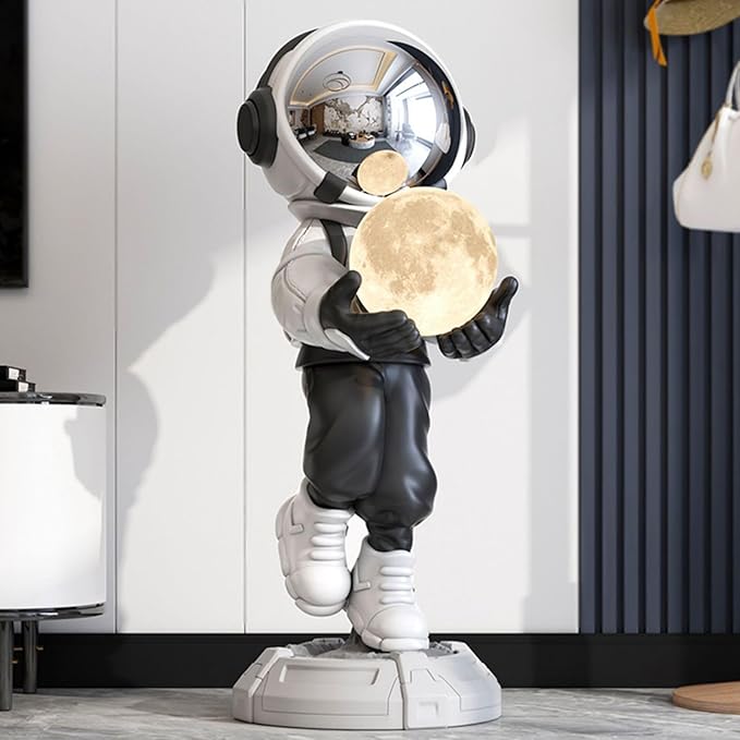 28.8" Astronaut Sculpture Figurine Floor Large Home Accessories Ornament Art Decor with Ball Lamp USB Charging - Bloomnest