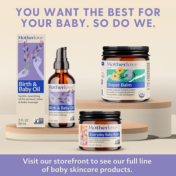 Motherlove Birth & Baby Oil (2 oz) Gentle Lavender-Infused Oil for Perineal, Labor & Baby Massage—Non-GMO, Organic Herbs - Bloomnest