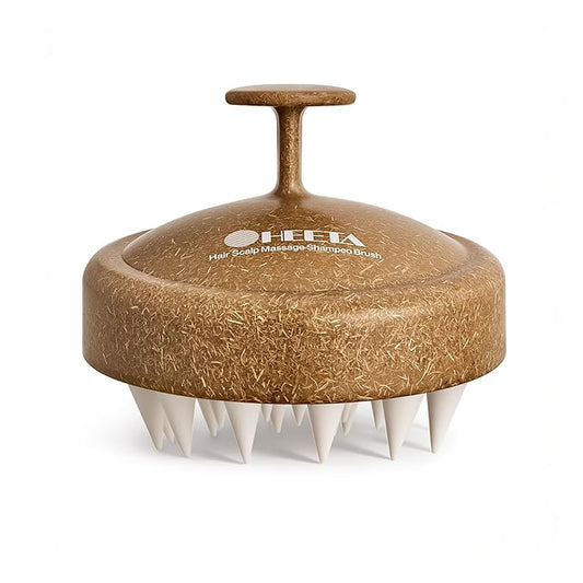 HEETA Scalp Massager Hair Growth, Soft Silicone Scalp Scrubber Shampoo Brush for Exfoliation, Dandruff Removal & Head Massage Stress Relax, Wet & Dry Use for Thick, Thin Hair Care, Brown HEETA