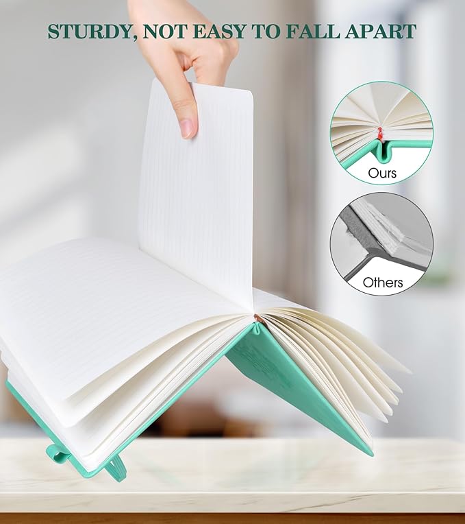 Lined Journal Notebook for Women, A5 Green Hardcover Leather Journals for Writing, 200 Pages Travel Daily Journal,Thick College Ruled Notebook for Work School, Note Taking, Business 5.75'' X 8.38'' - Bloomnest
