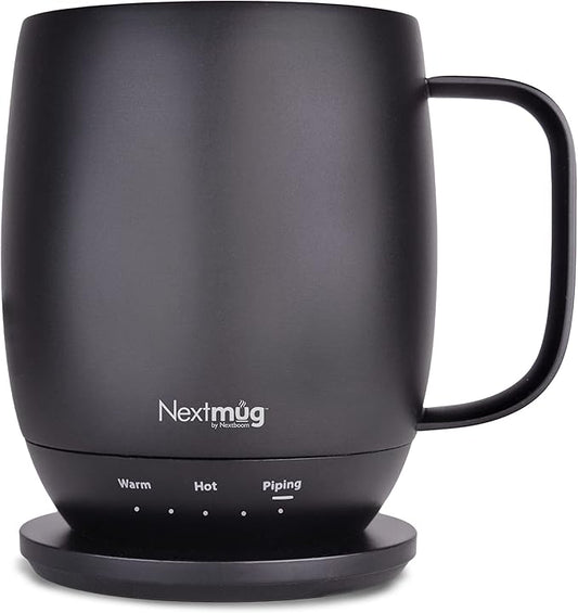 Nextmug - Temperature-Controlled, Self-Heating Coffee Mug (Black - 14 oz.) - Bloomnest